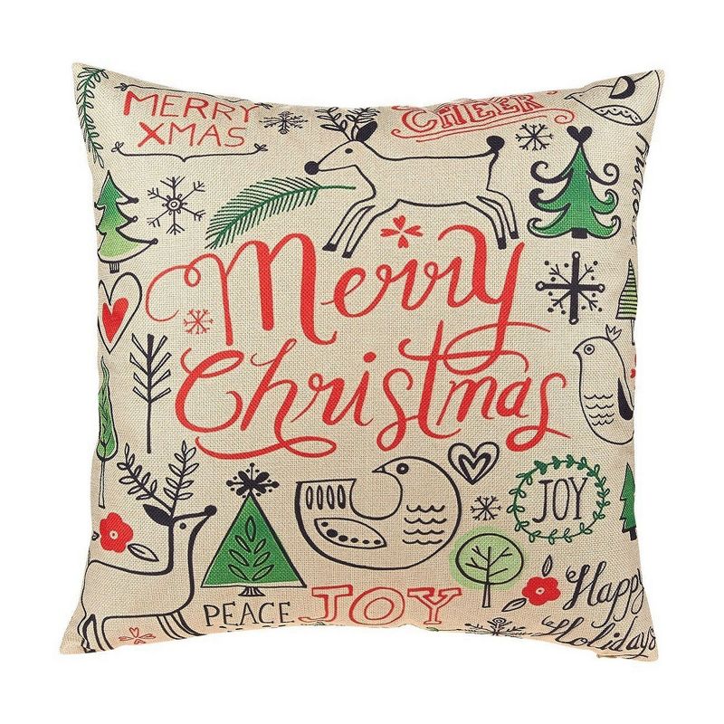 Christmas Throw Pillow Covers - 6-Pack Colorful Decorative Couch Throw Pillow Cases, Vintage Christmas Design, 18x18"