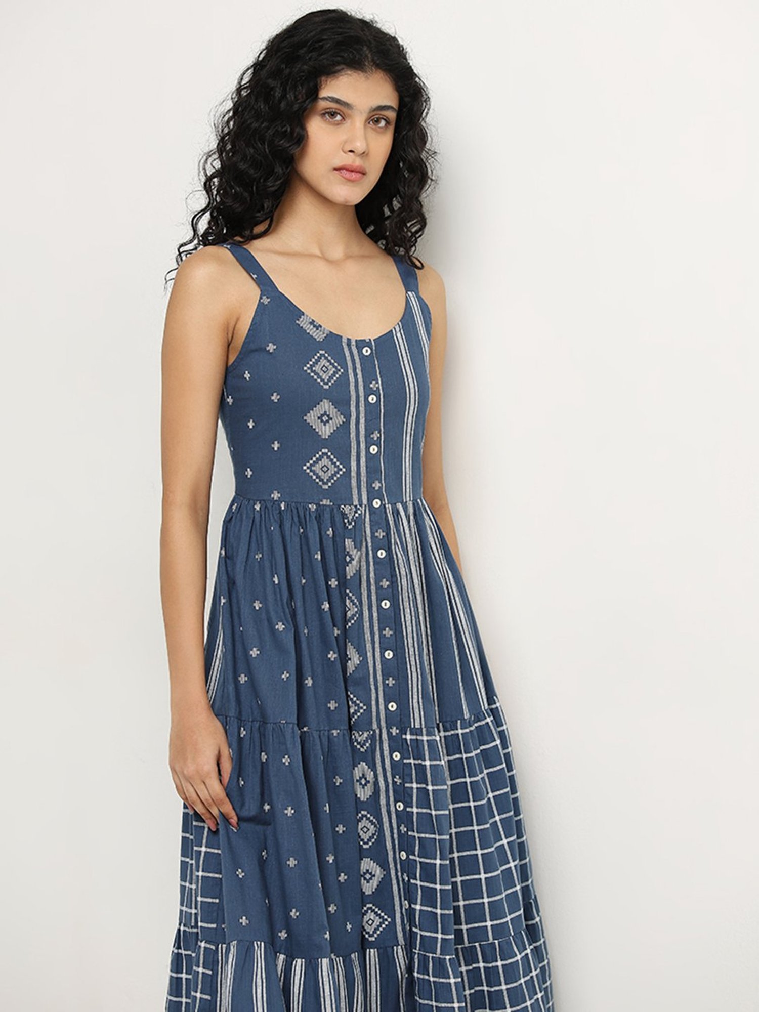 Bombay Paisley by Westside Navy Printed Tiered Cotton Dress