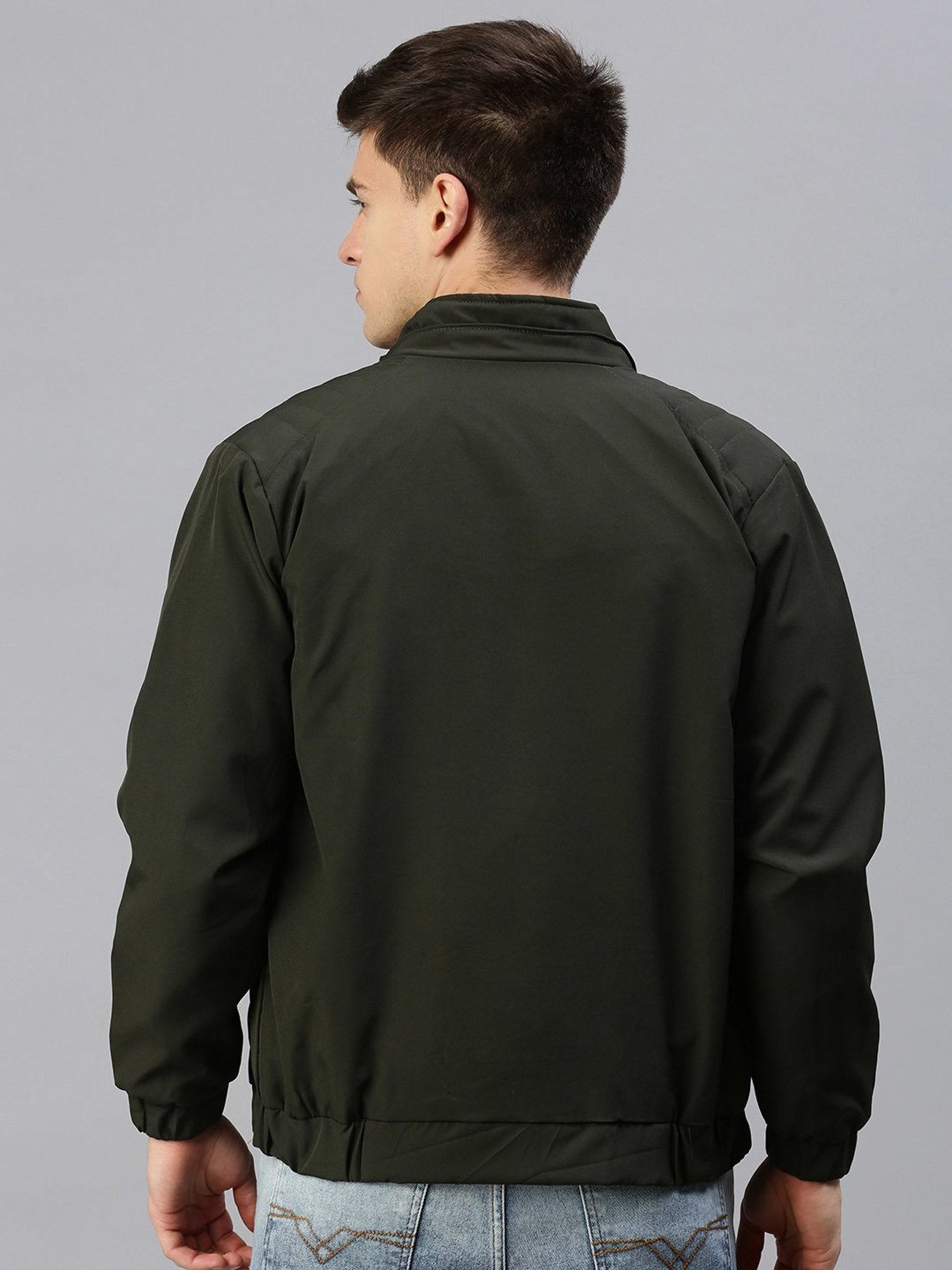 VOXATI Green Regular Fit High Neck Jacket