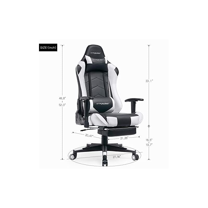 Gaming Chair with Footrest Big and Tall Office Executive Chair Heavy Duty Adjustable Recliner with Headrest Lumbar Support Cushion Desk Chair Black