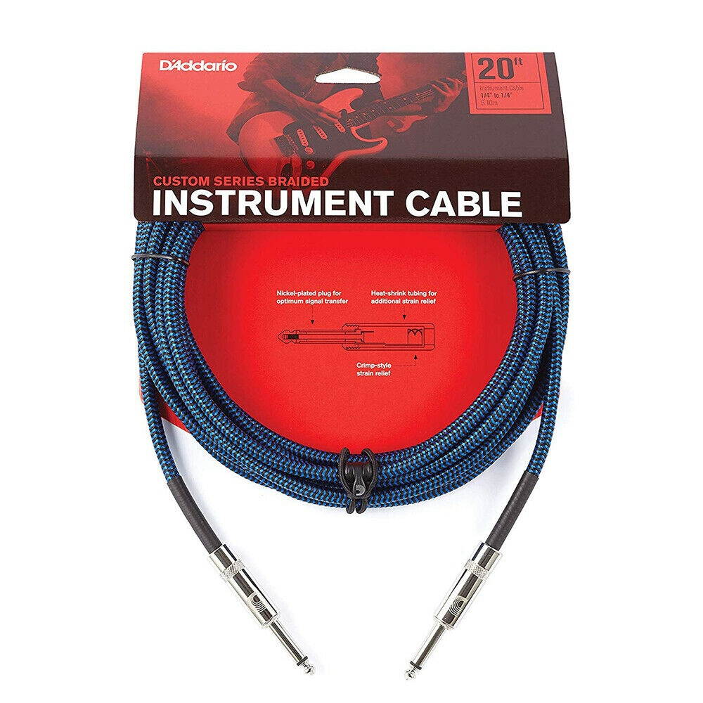 Planet Waves PW-BG-20BU Braided Instrument Cable, 20' - Blue