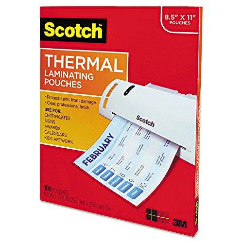 Scotch Letter Size Thermal Laminating Pouches, 3 mil, 11 1/2 x 9, 100 per Pack