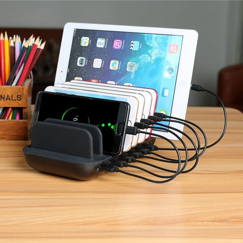 NAXA Electronics 7-Port USB Fast Charging Station in Black