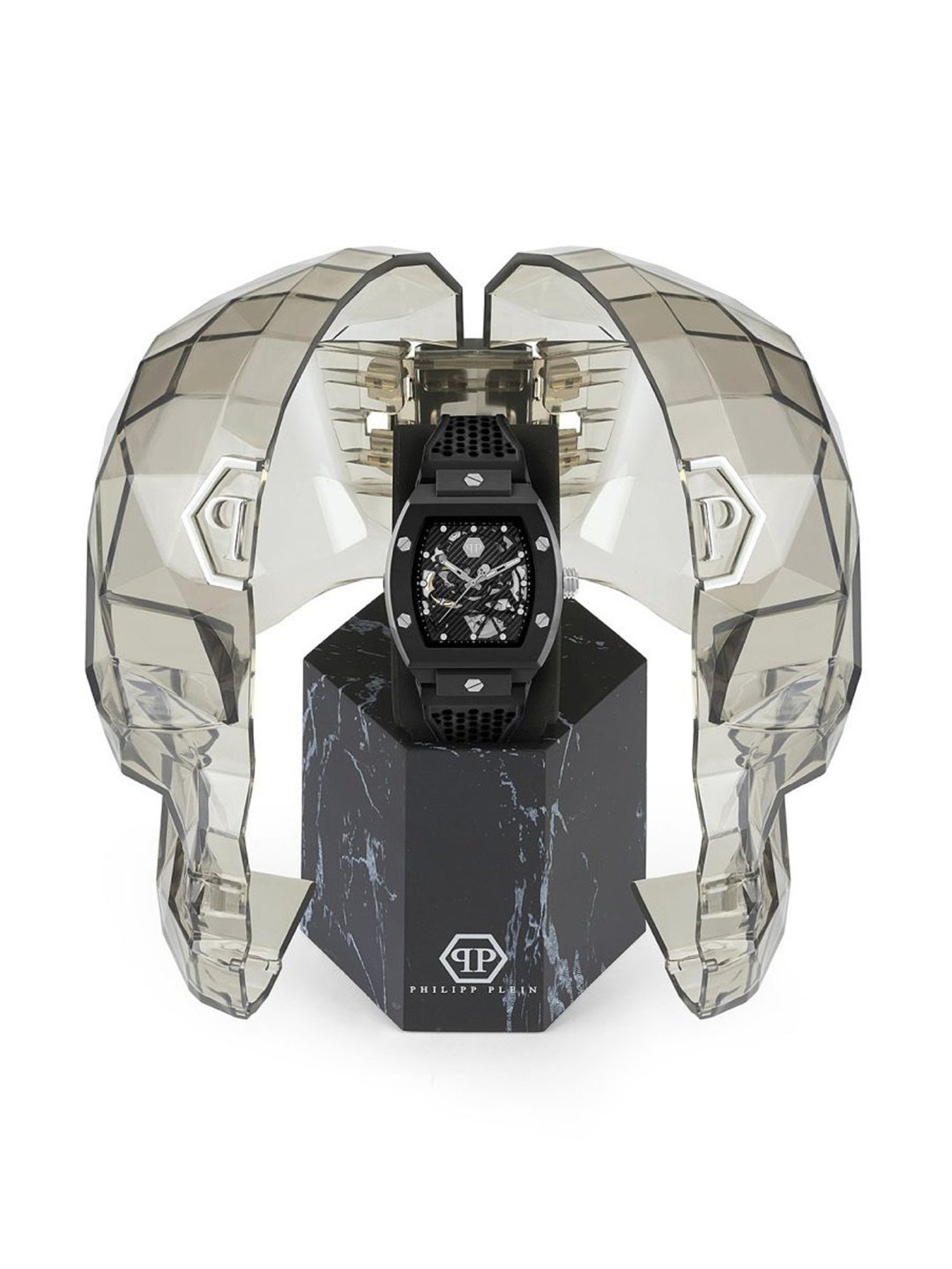 PHILIPP PLEIN The Skeleton Ecoceramic Men Black Rectangle Dial Analog Watch - PWVBA0423