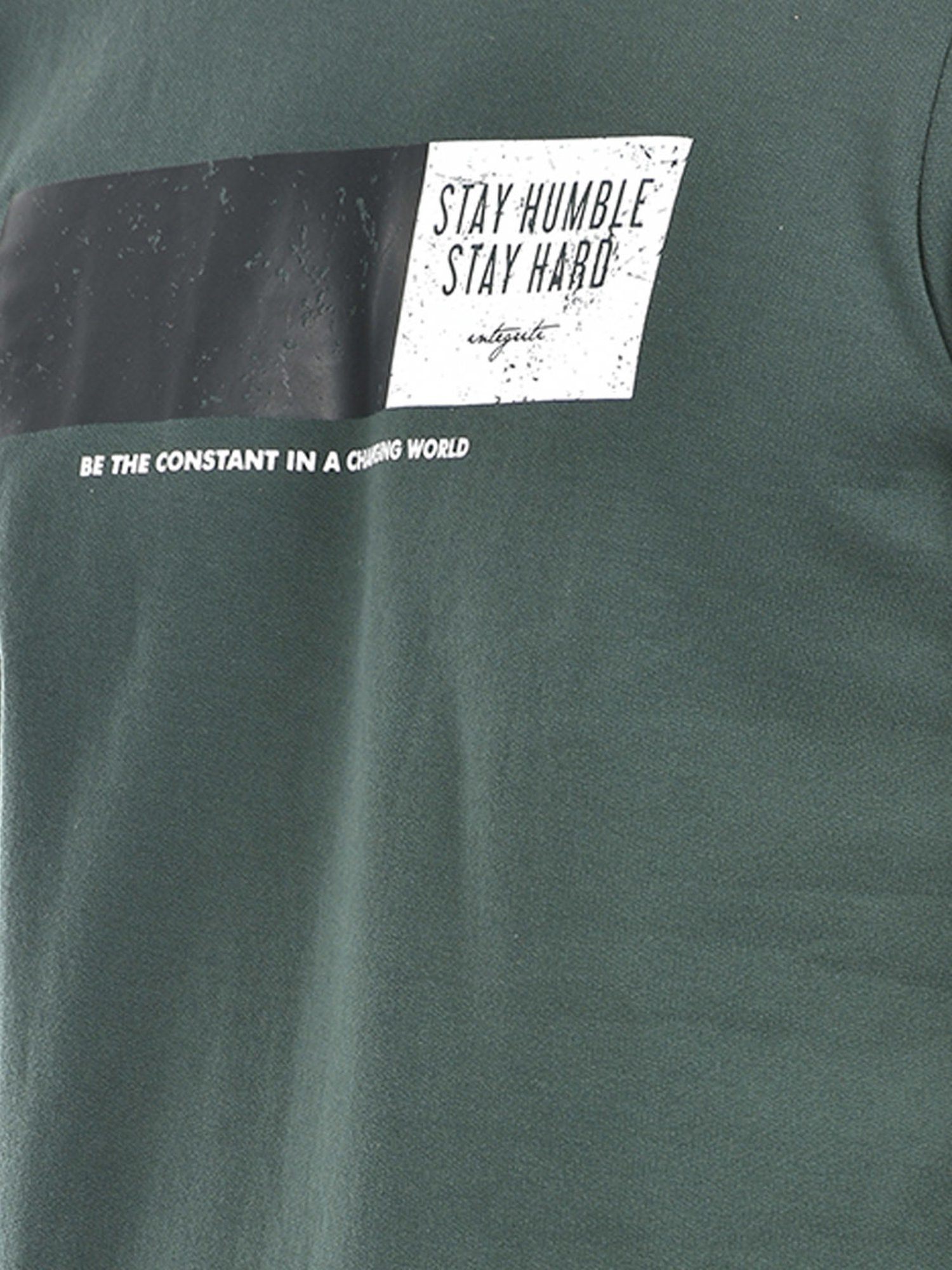 Integriti Military Green Regular Fit Printed Sweatshirt