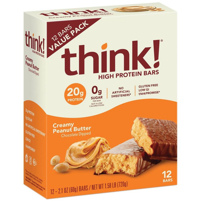 think! High Protein Creamy Peanut Butter Bars - 12ct