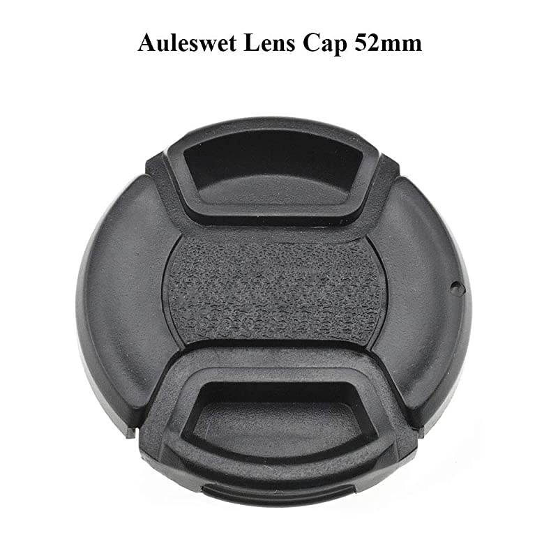 Lens Cap 52mm Snap On Center Pinch Front Camera Lens Cover Solid Plastic for Nikon Canon Sony DSLR Black Easy On Off No Dislodged with Keeper String Center Pinch for Hood 2 Pack