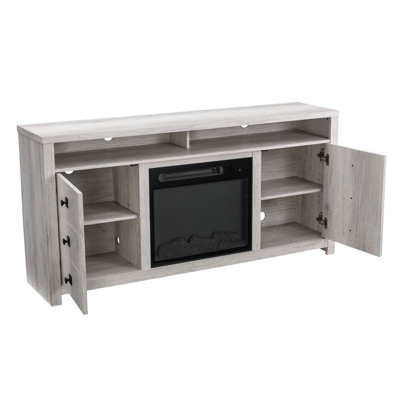 Rosemark 3 Door Media Credenza TV Stand for TVs up to 66" Gray - Treasure Trove Accents