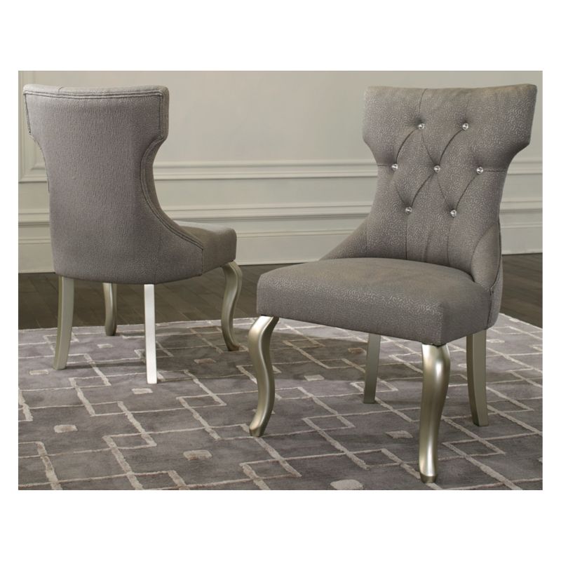 Set of 2 Coralayne Dining Upholstered Side Chair Silver - Signature Design by Ashley
