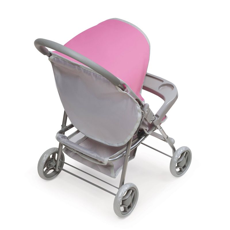 Glide Folding Single Doll Stroller - Gray/Pink
