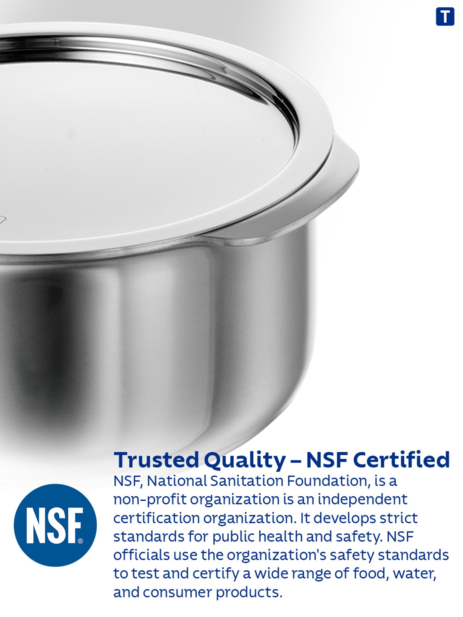 Tramontina Aeion Triply Non-Toxic Stainless Steel Tope with Lid 16cm/1.6L NSF Certified