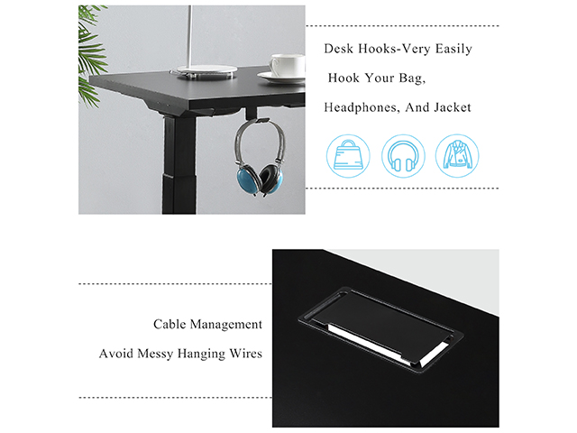 Home Office Game Desk Height Adjustable Electric Standing Desk, Modern Design 59 x23.6 Inches Computer Table for Healthy Working,Black,GT82