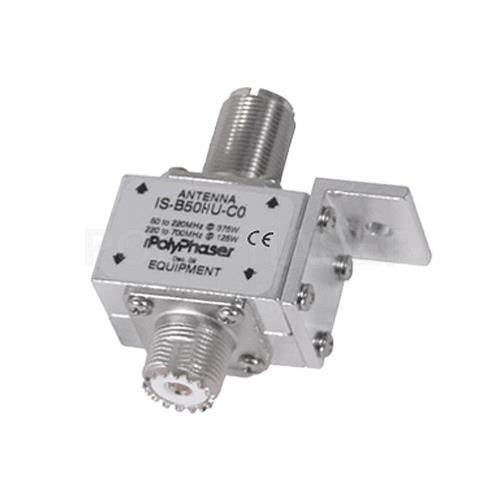 Polyphaser IS-B50HU-C0 Bulkhead Lightning Arrestor for 1.5-700 MHz with UHF-Female Surge Side and UHF-Female Protected Side, 50K Amp Surge Rating