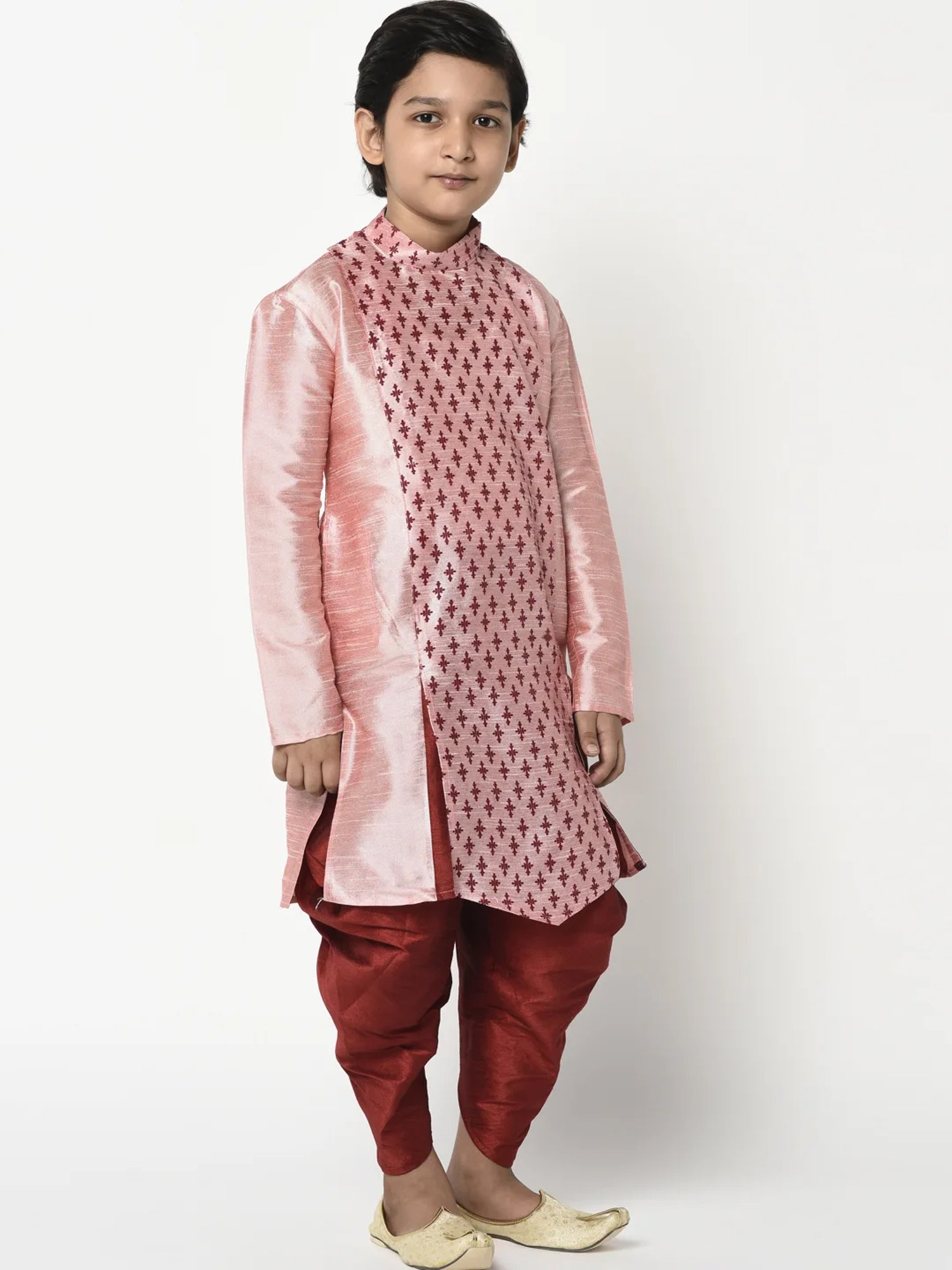 Deyann Kids Pink & Maroon Printed Full Sleeves Kurta with Patiala