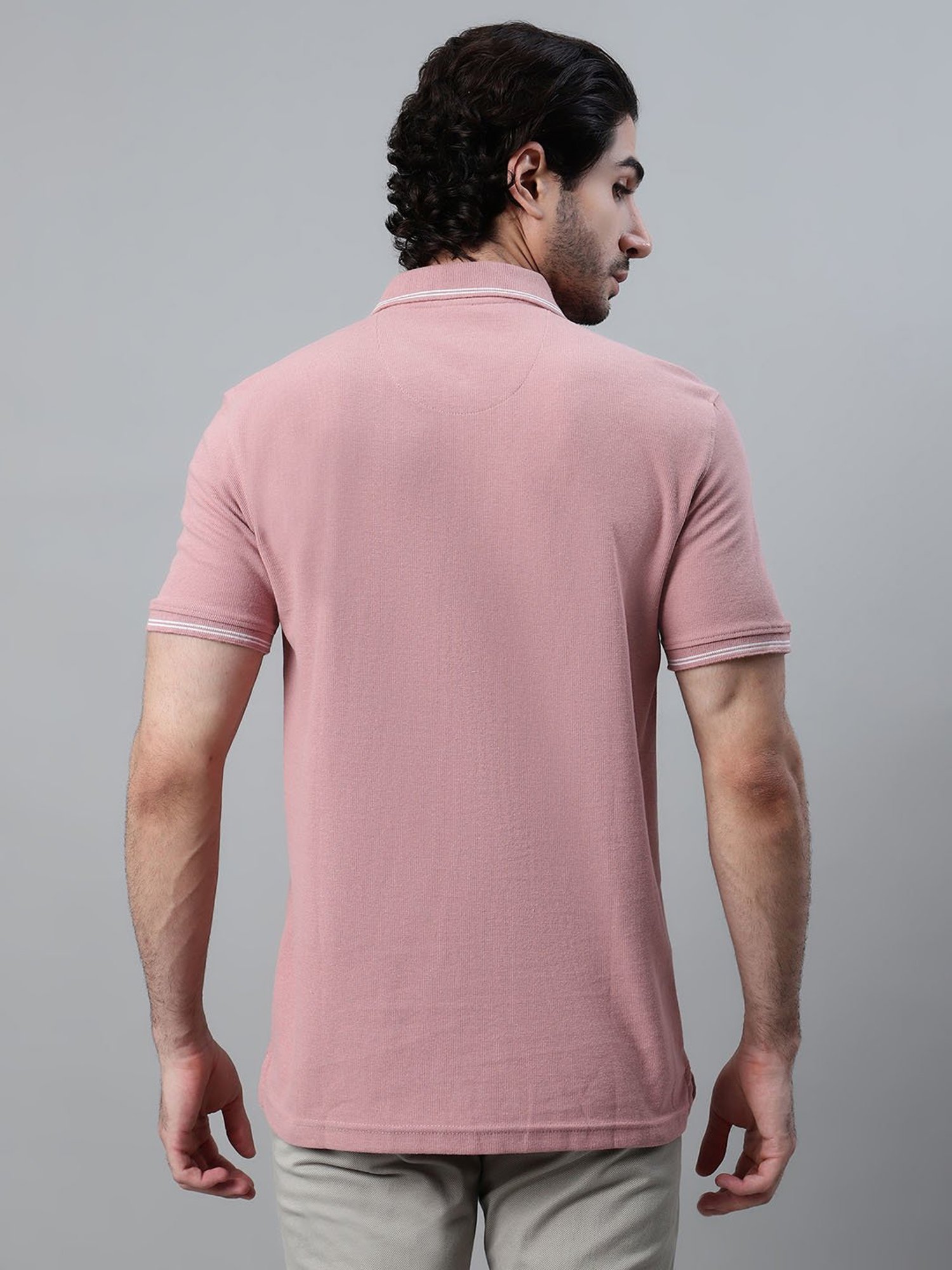 Cantabil Pink Poly Cotton Regular fit Polo T-Shirt