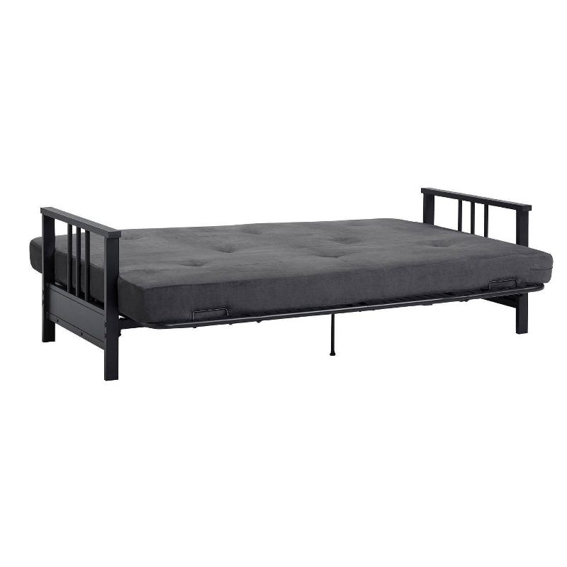 Full Harlow Metal Arm Futon Black/Gray - Room & Joy