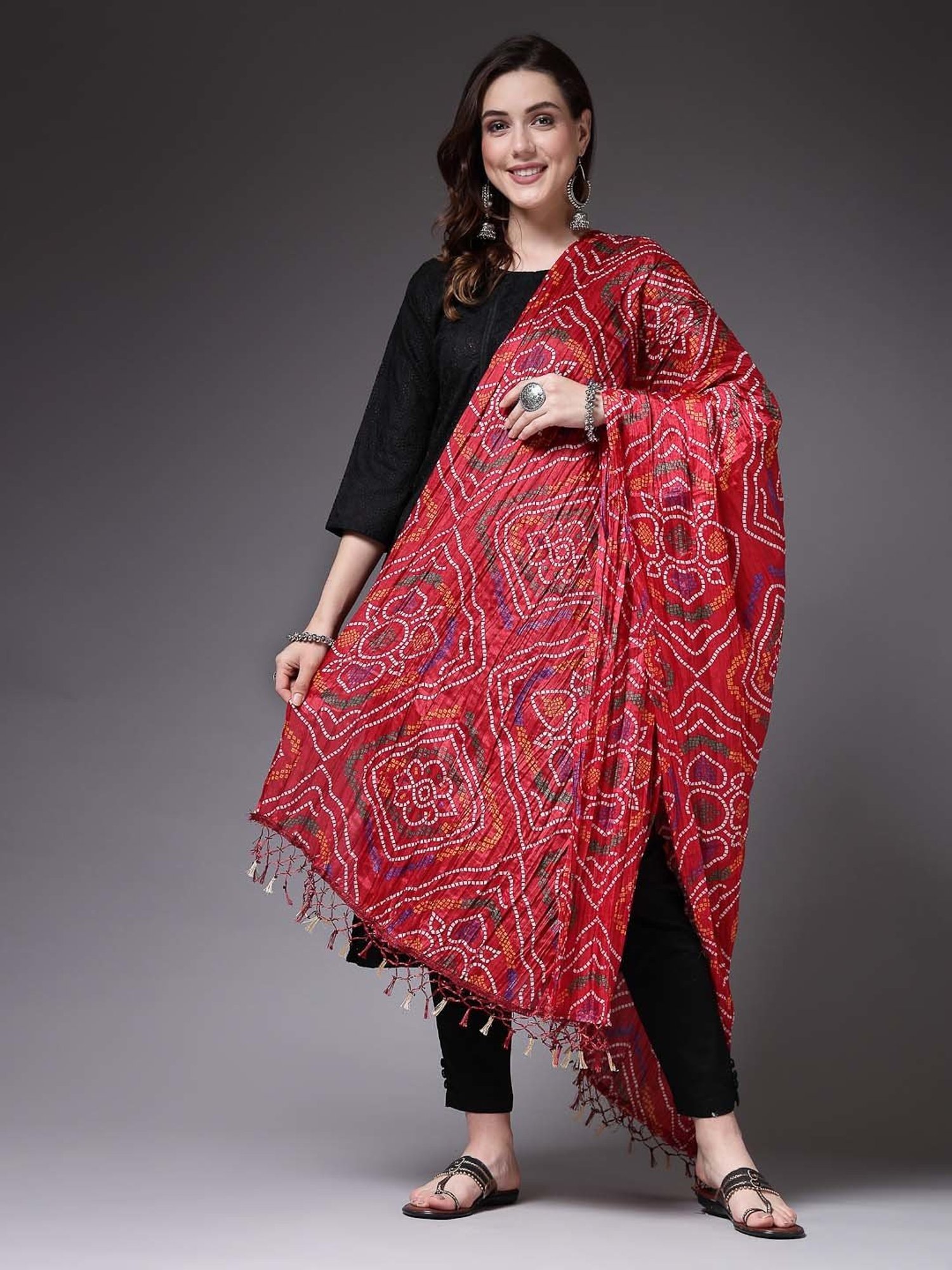Stylum Red Printed Dupatta