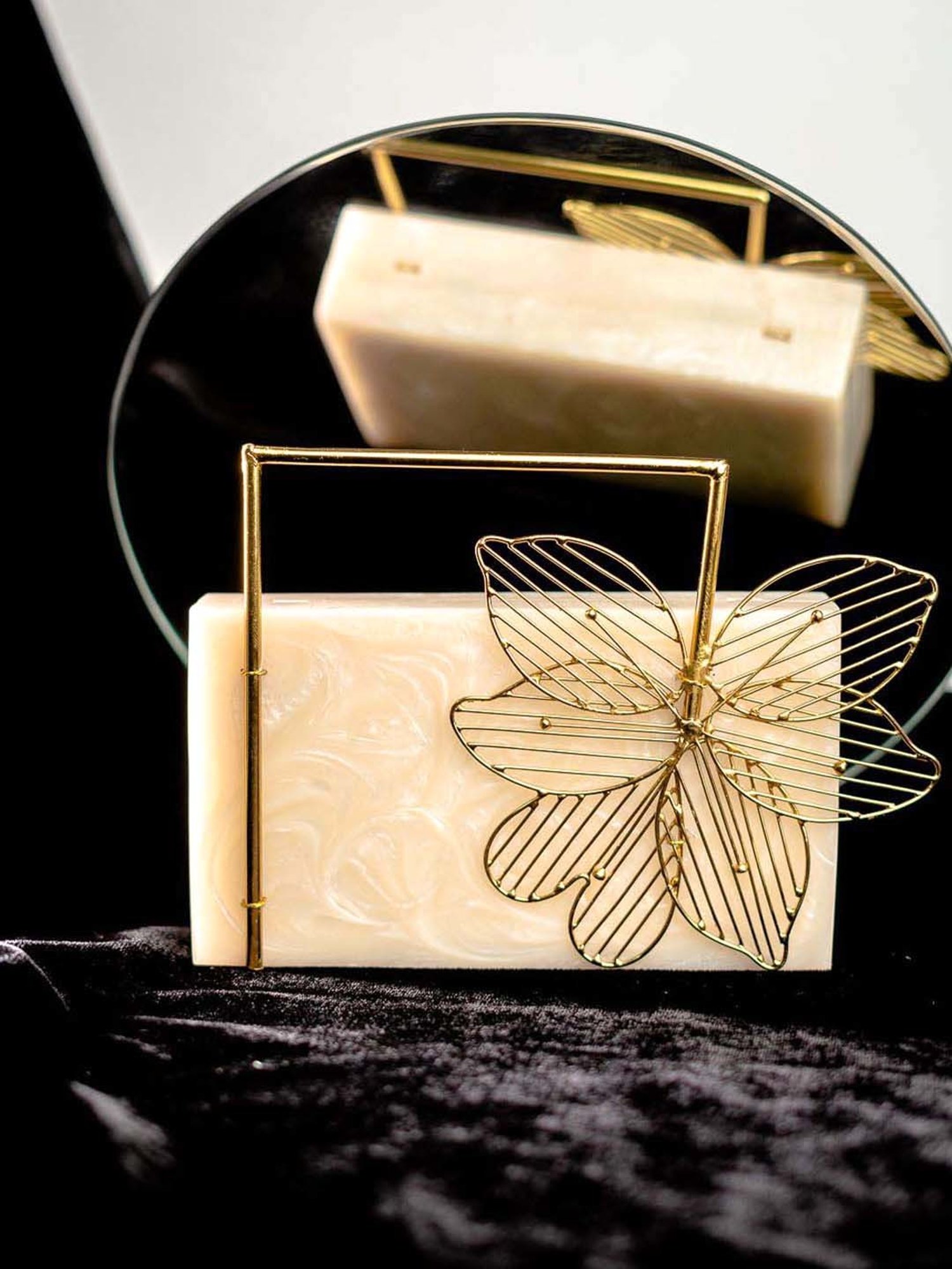 NR by Nidhi Rathi Beige Textured Clutch