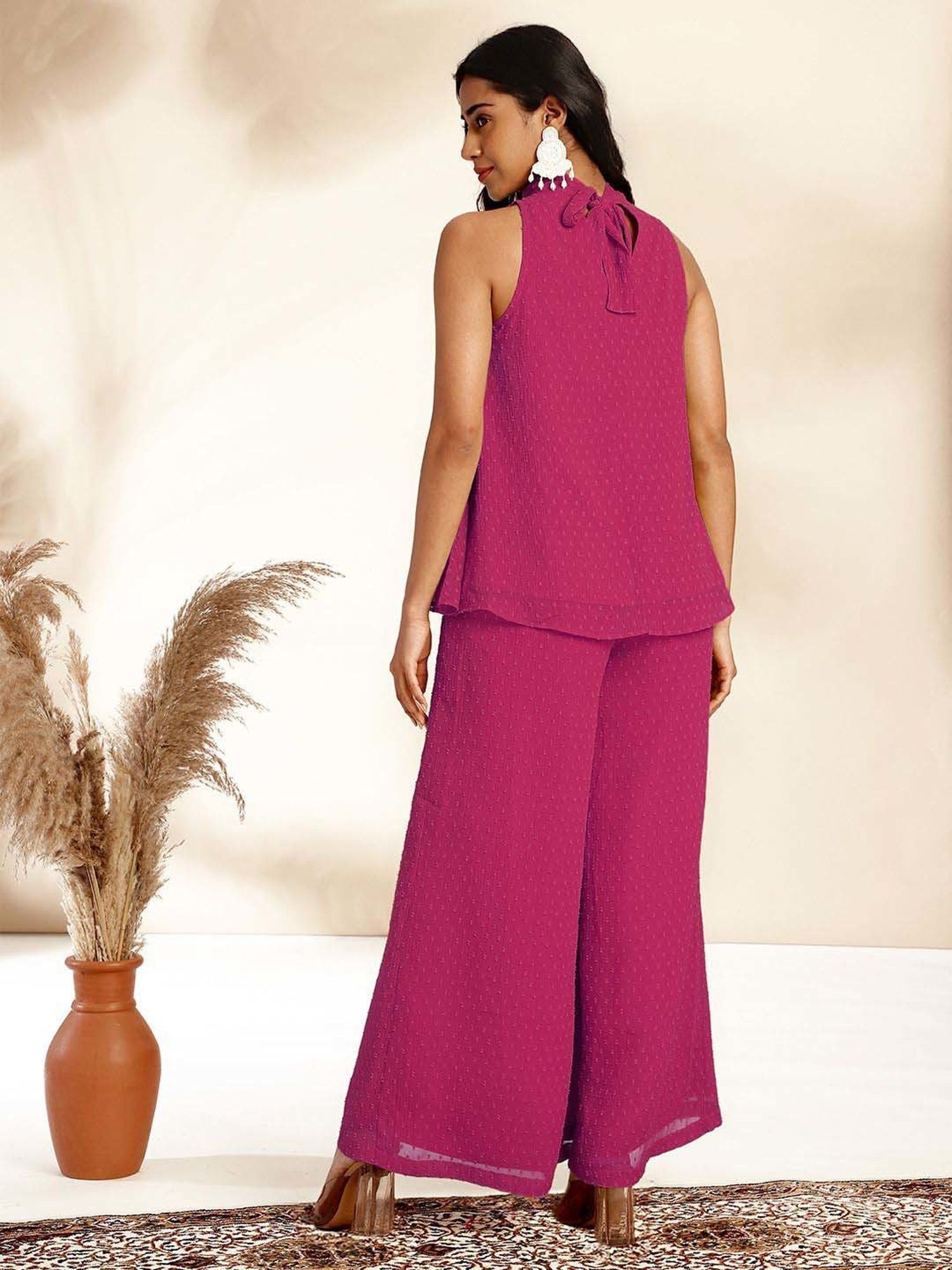 Janasya Pink Self Co-Ord Set