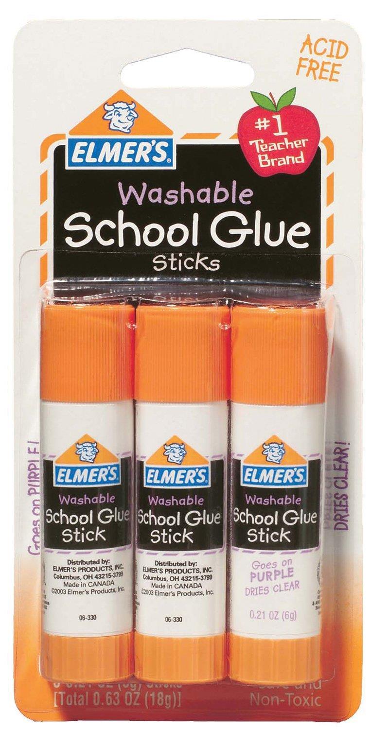 Elmer's Disappearing Purple School Glue Sticks, 0.21 oz Each, 3 Sticks per Pack E520