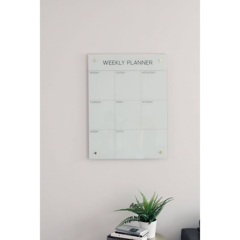 24" x 32" Weekly Planner Glass Hanging Magnet Wall Art Board Gold - Petal Lane