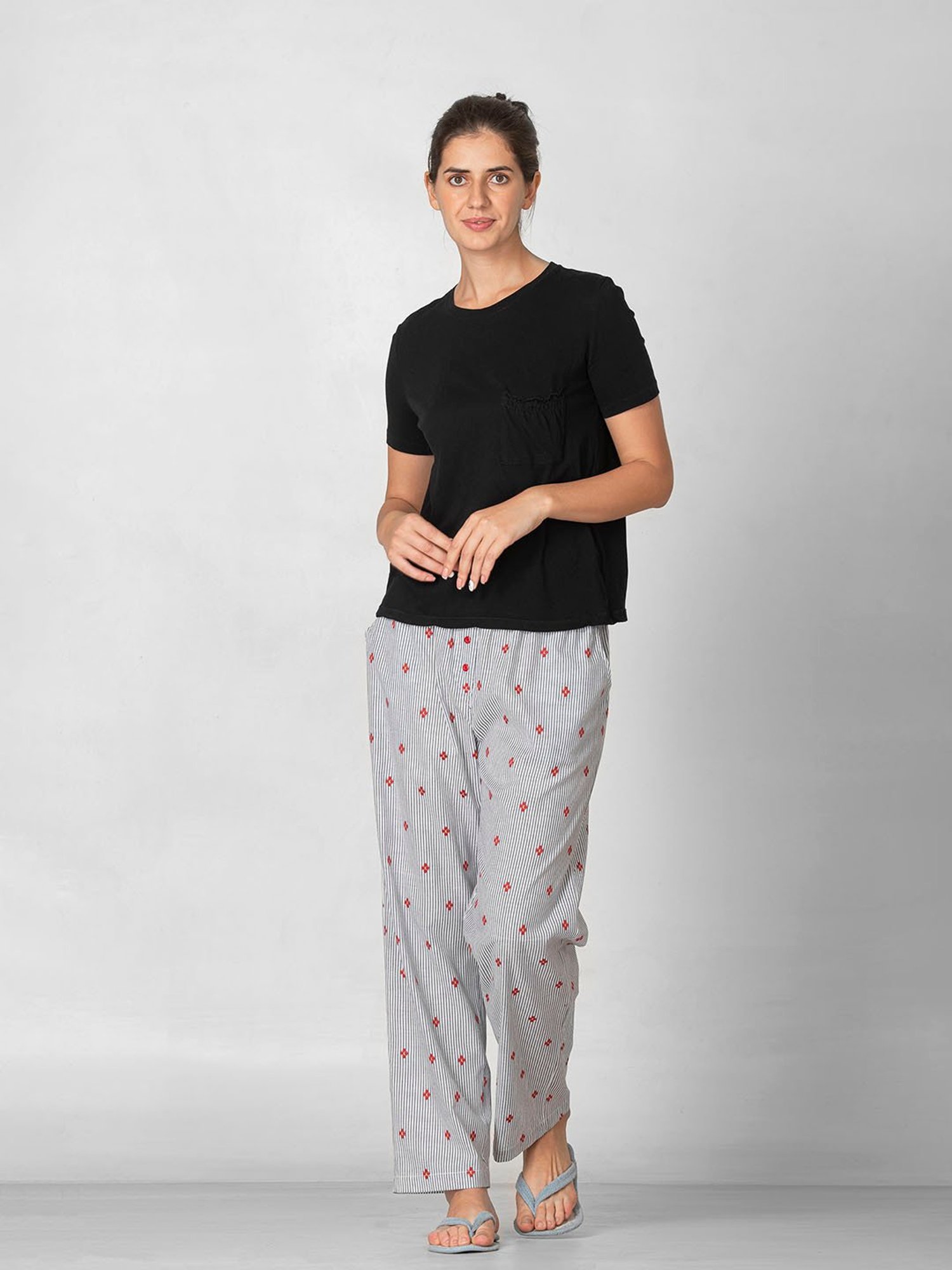 The Calm Collective Grey Striped Pyjamas