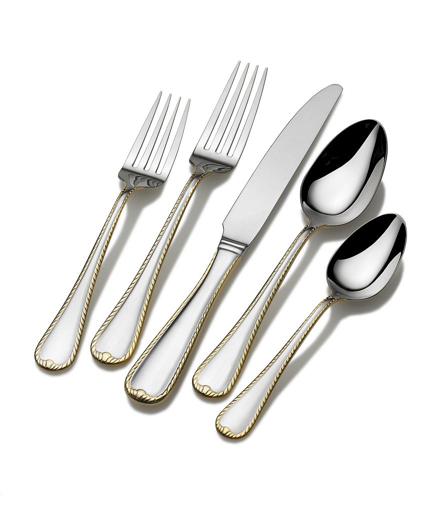 Mikasa Cameo Gold 65-Piece Stainless Steel Flatware Set