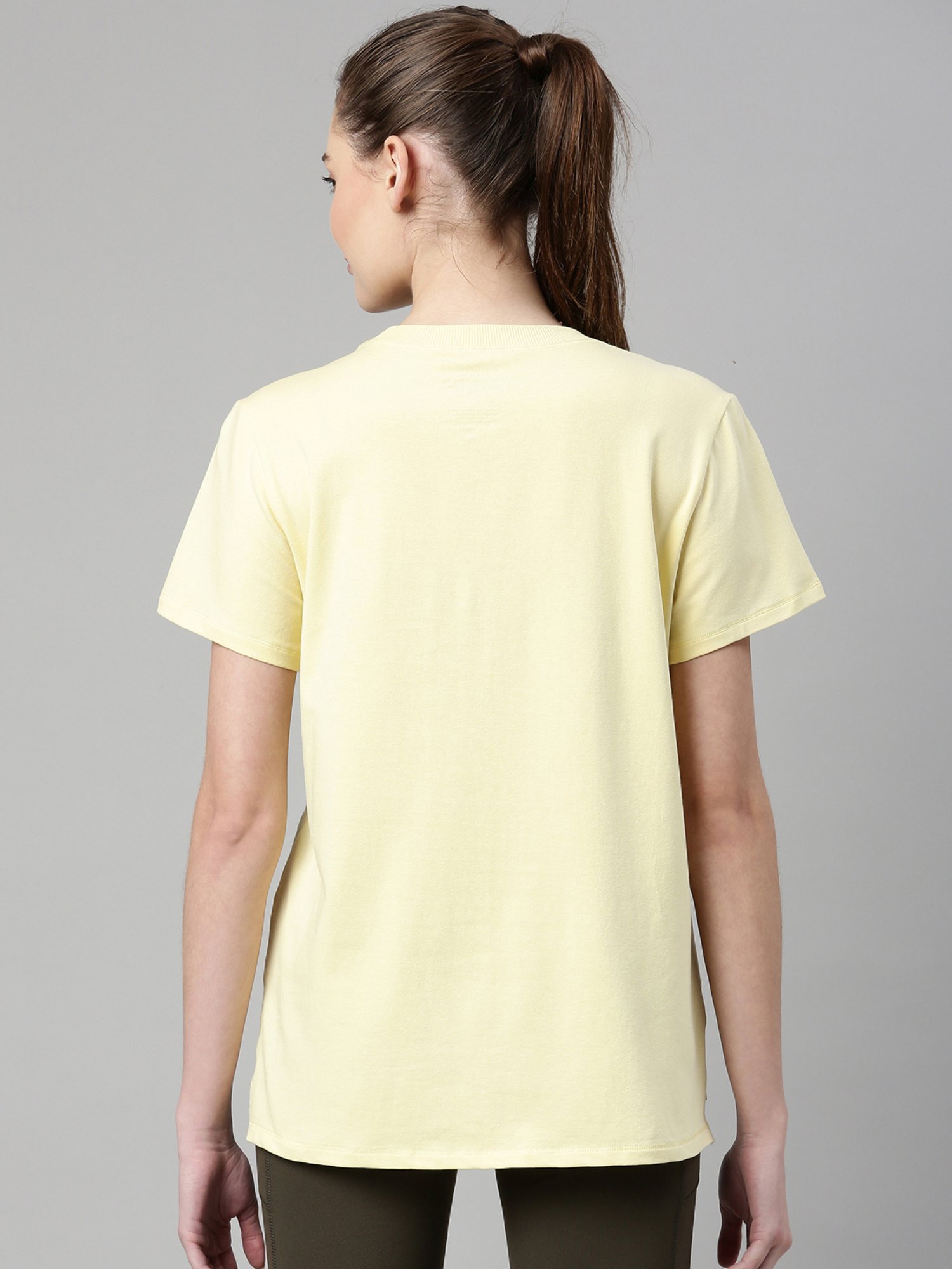 Enamor Lime Yellow Cotton Graphic Print Sports T-Shirt