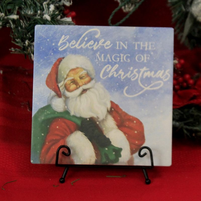 Christmas 6.0" Believe In The Magic Plaque Santa Claus Bag  -  Decorative Figurines