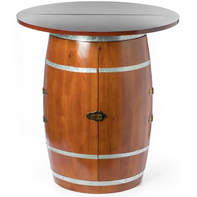 Vintiquewise Wine Barrel Round Table Wine Storage Cabinet