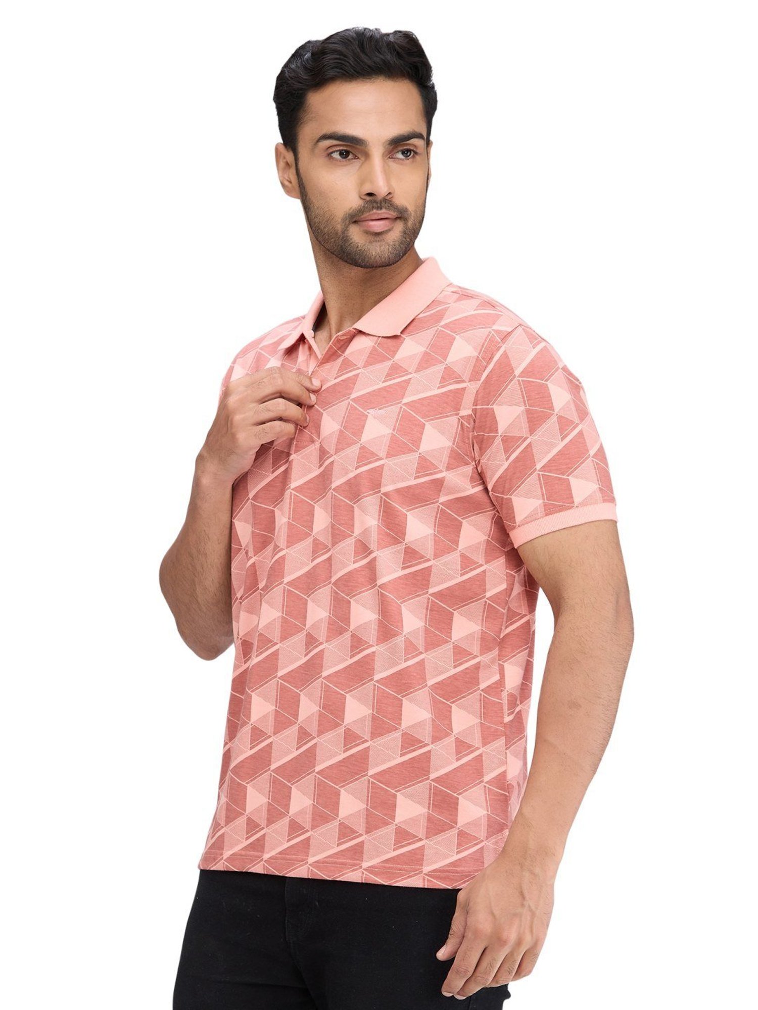 Park Avenue Red Slim Fit Printed Polo T-Shirt