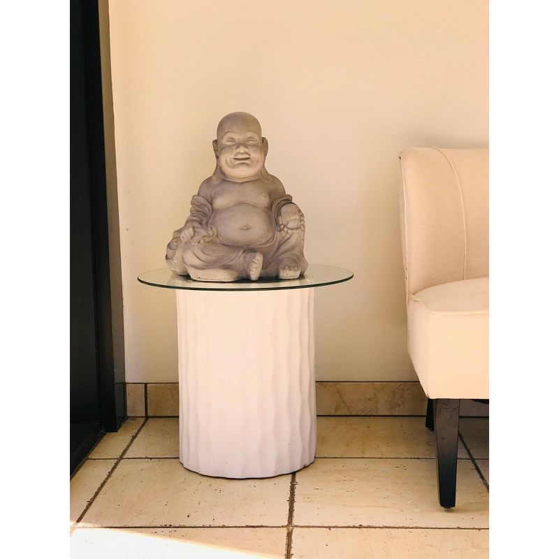 15.7" Concrete Lightweight Kante Indoor/Outdoor Sitting Happy Buddha Zen Statue Gray - Rosemead Home & Garden, Inc.