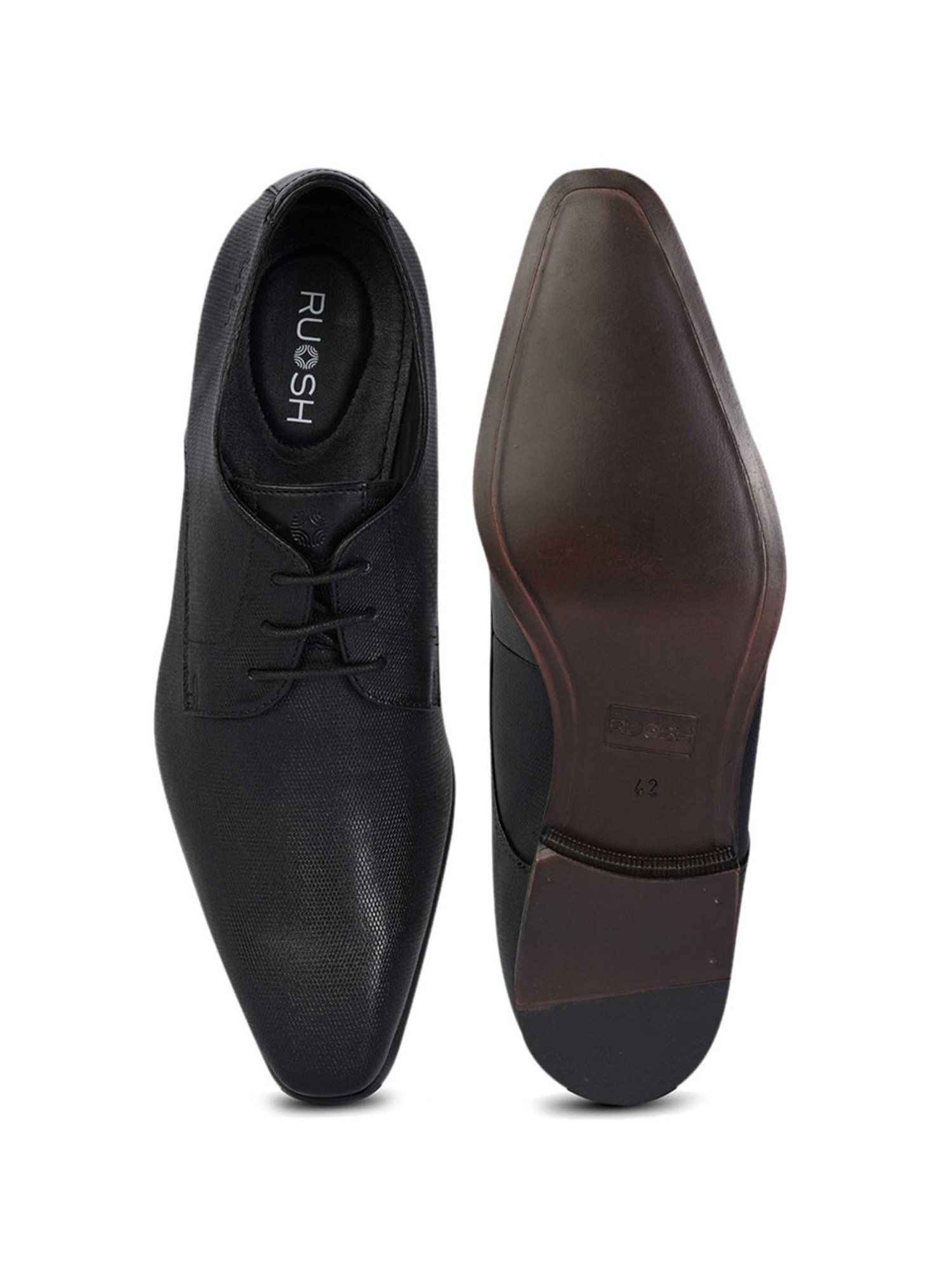 Ruosh Men's Black Derby Shoes