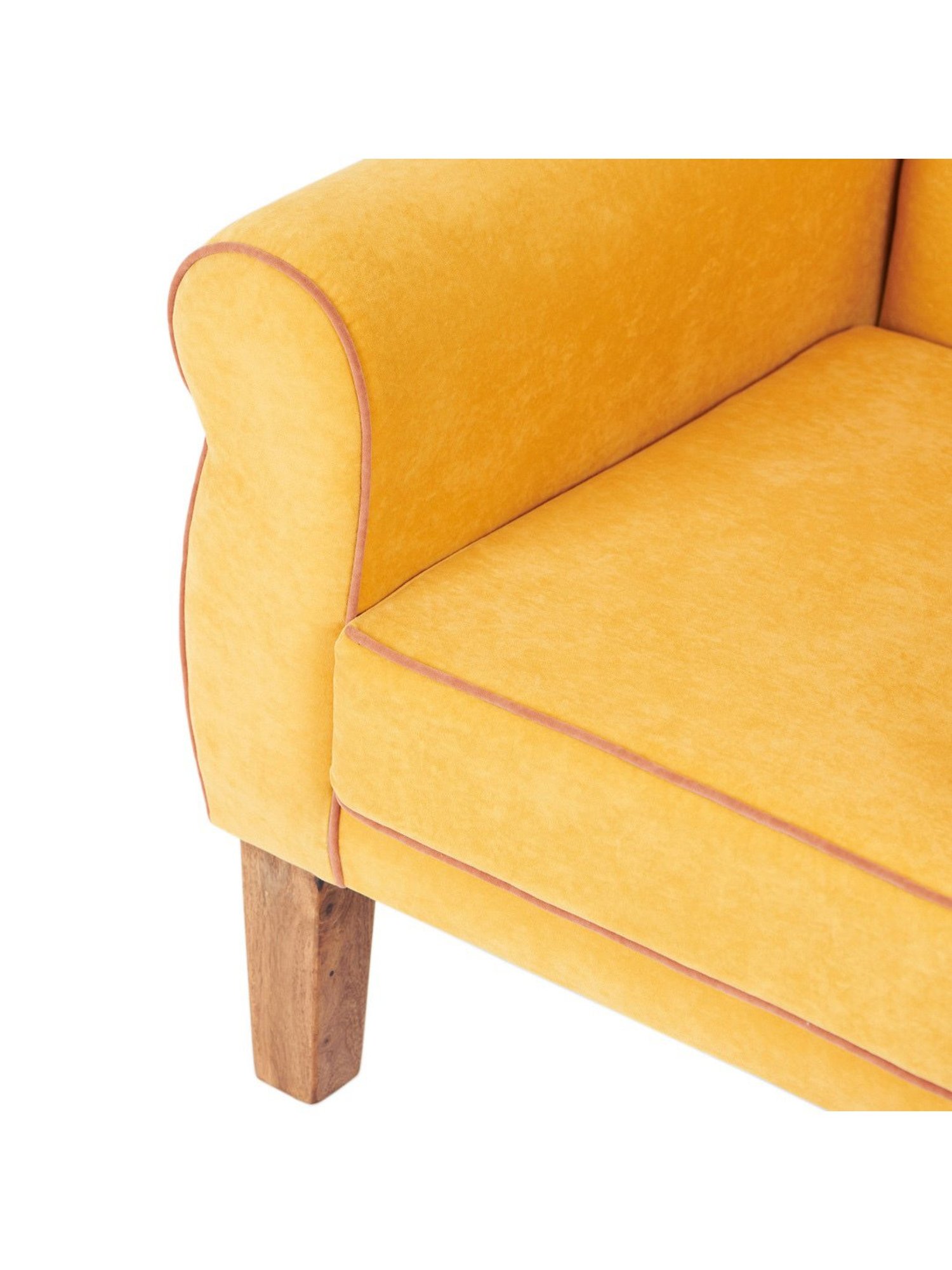 Chumbak Solid Yellow Sheesham Wood Begum Wing Chair