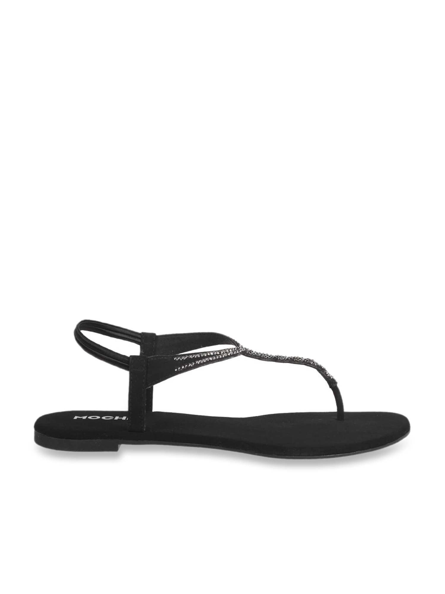 Mochi Black T-Strap Sandals