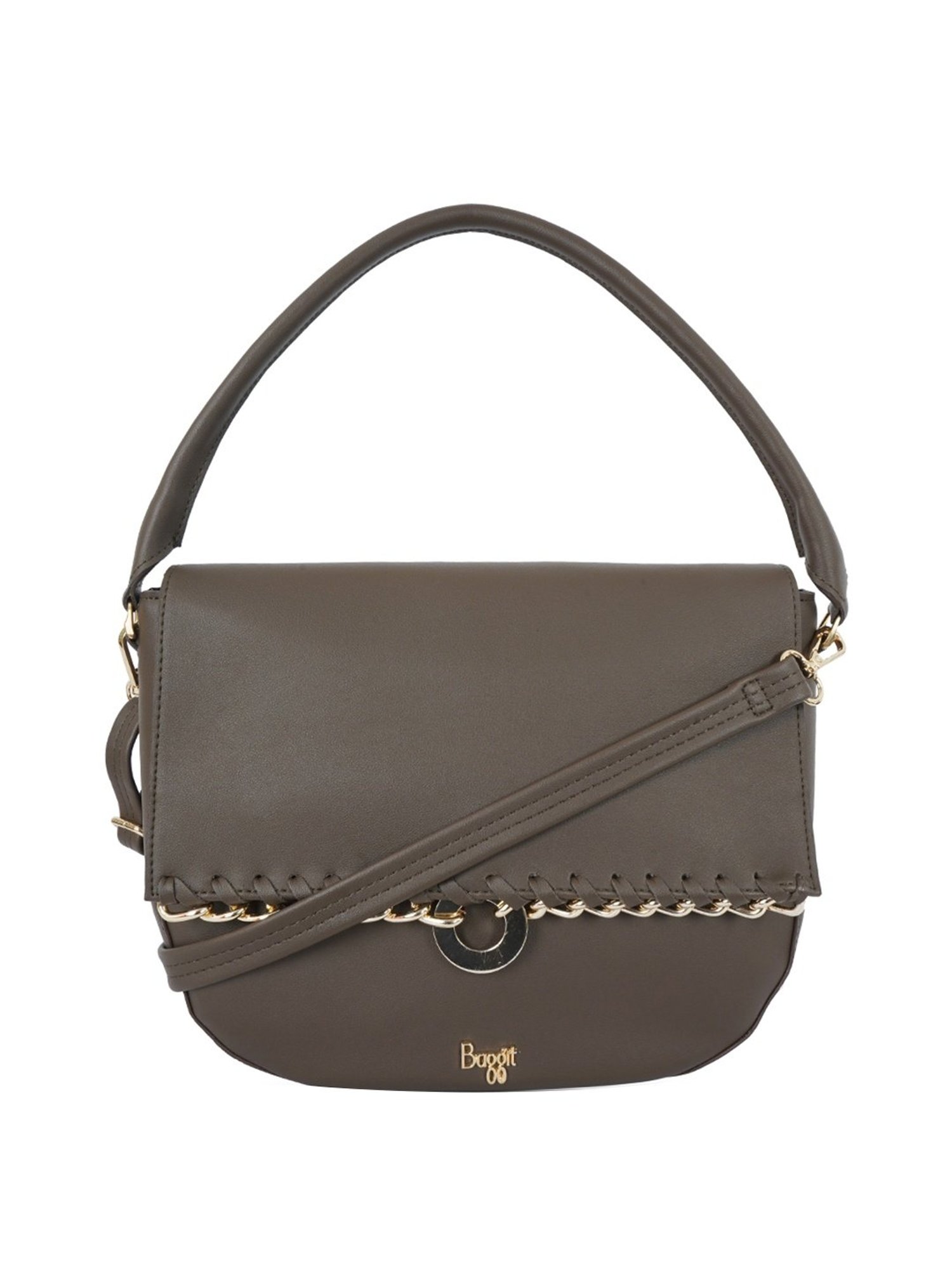 Baggit Petter Dark Brown Solid Medium Handbag