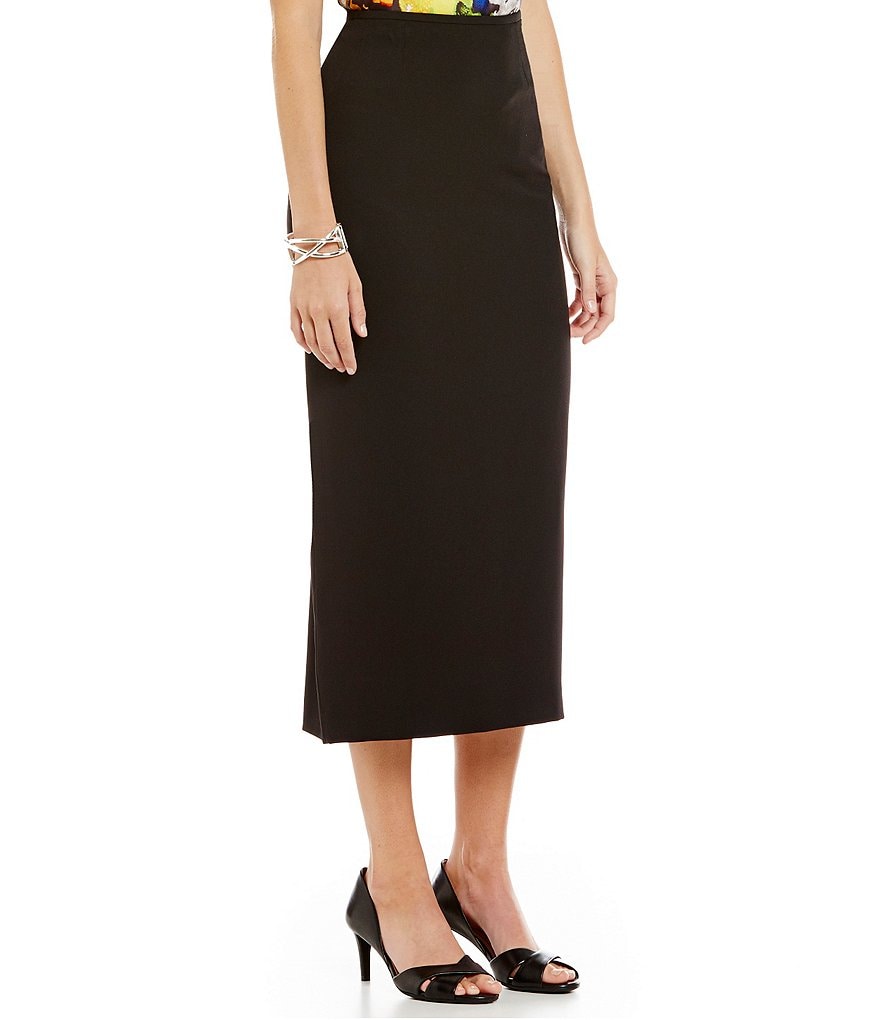 Kasper Stretch Crepe Column Midi Skirt