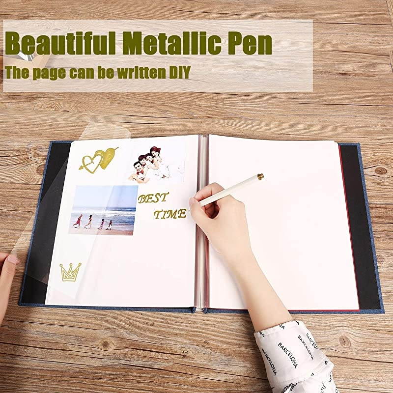 Album Self Adhesive 4x6 5x7 3x5 85x11 Scrapbook Magnetic Album DIY Scrap Book Length 13 x Width 128 Inches with A Metallic Pen