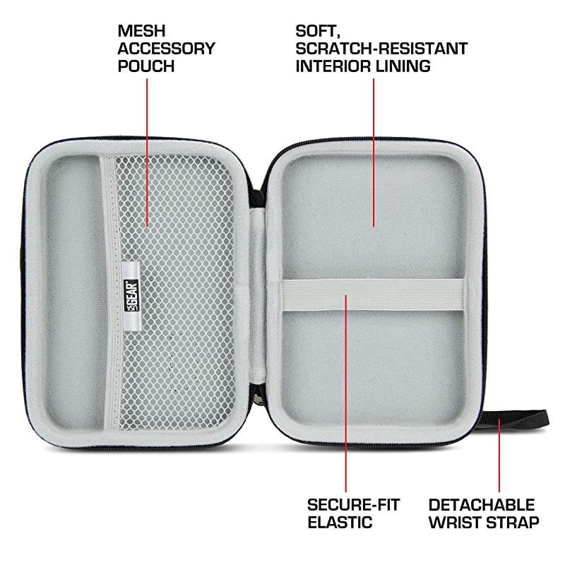 Travel Electronics Organizer 65 Inch Zipper Case with Hard Shell Case Exterior and Accessory Pocket Charger Organizer Accessory Organizer Cable Travel Organizer and More Black