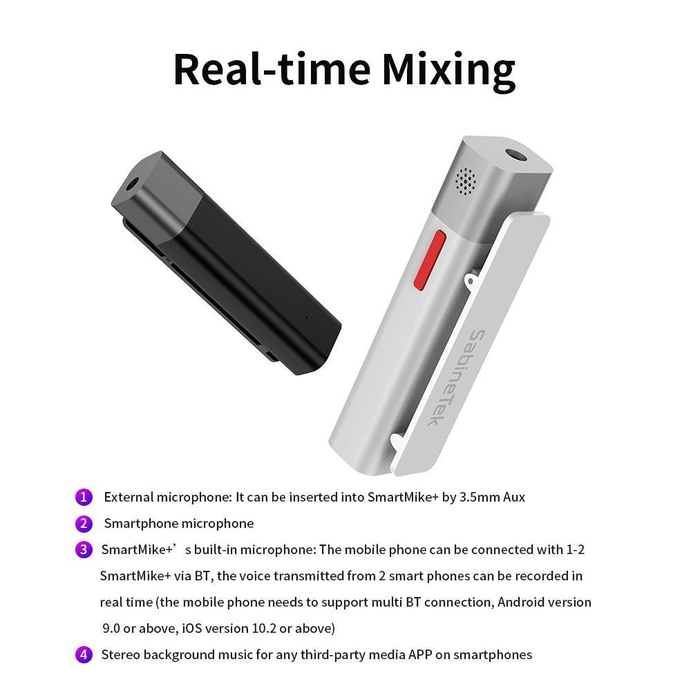 SmartMike+ Wireless BT Microphone BT Headset Volg Video Radio Device Short Video Recording Device for Vlogger