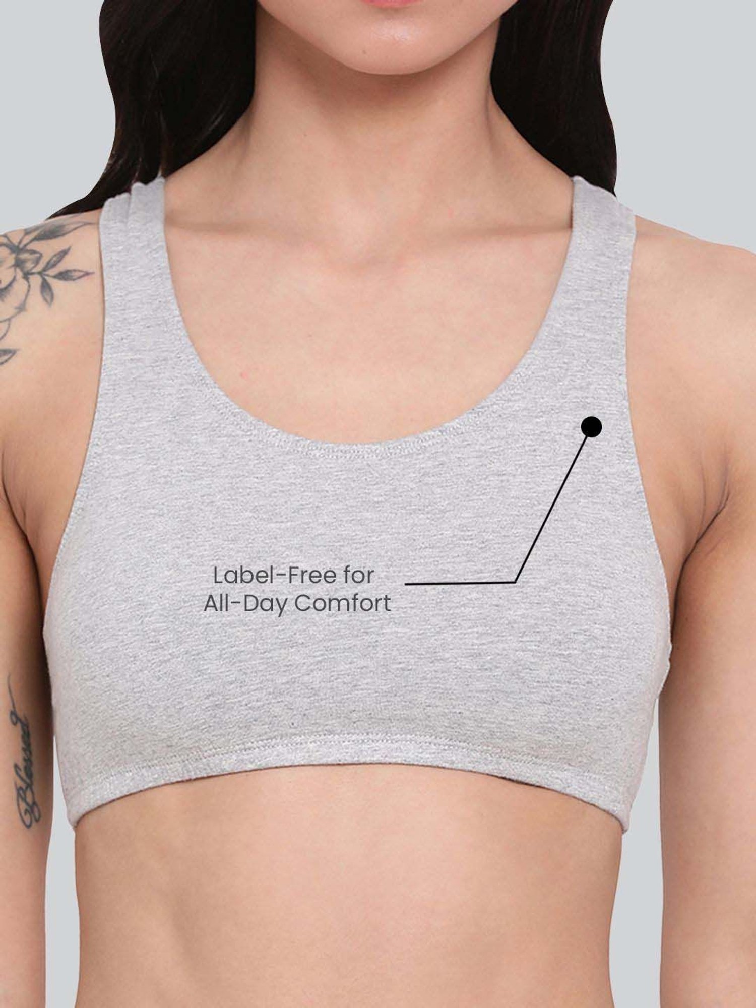 Lyra Grey Cotton Sports Bra