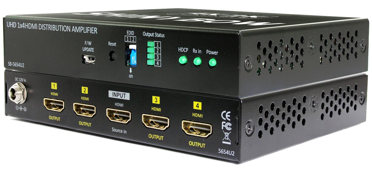 Shinybow SB-5654U2 1x4 HDMI 4K2K 60Hz HDR Distribution Amplifier