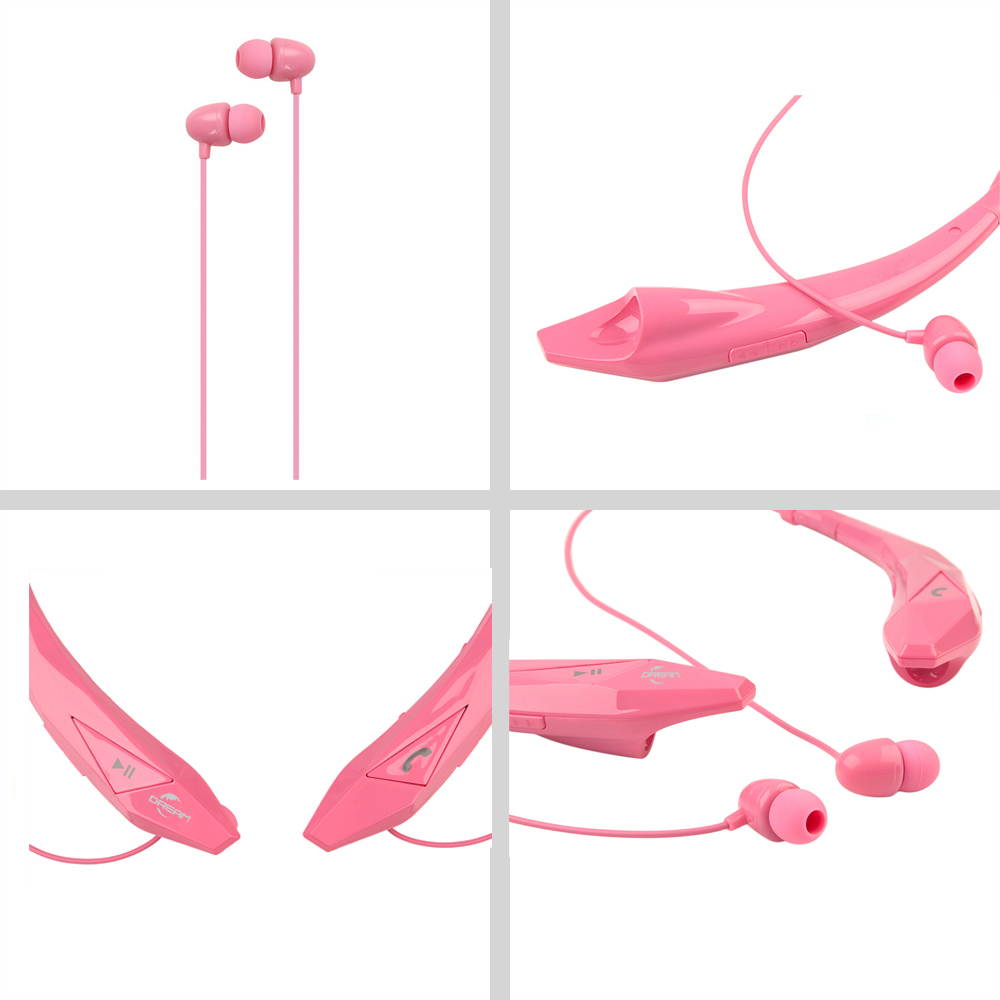 Wireless Bluetooth 4.0 Stereo APT-X Magnetic Headset Sports Running Gym Exercise Neckband Earbuds Headphone with Microphone for iPhone, Samsung Android, Tablets, Other Bluetooth Device-Pink