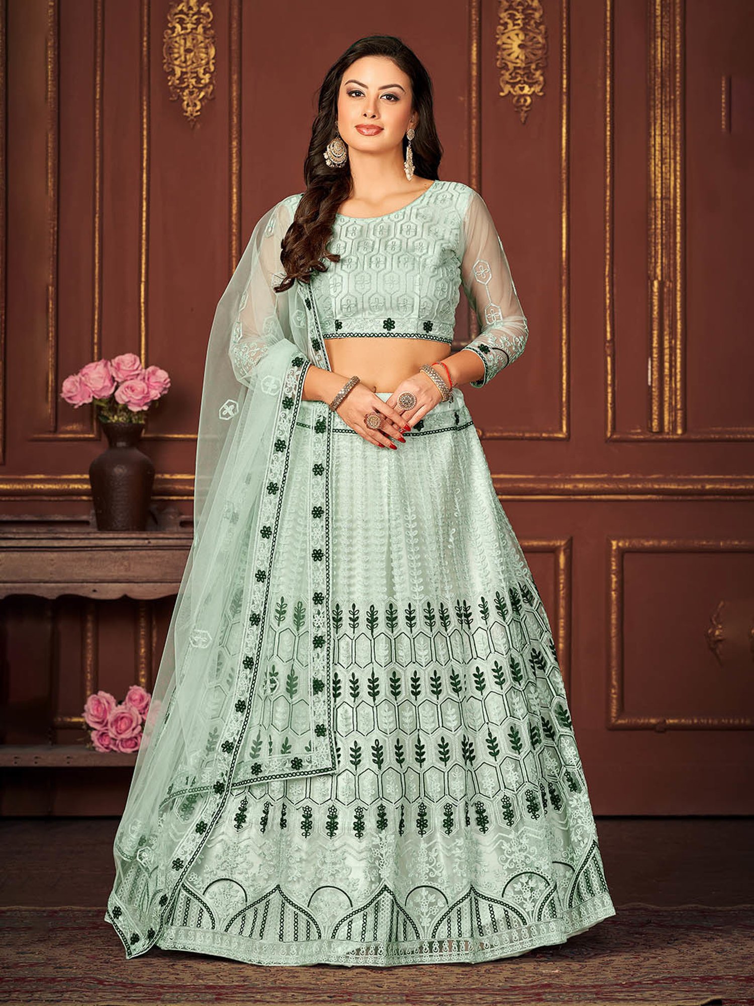 Warthy Ent Blue Embroidered Lehenga Choli Set With Dupatta