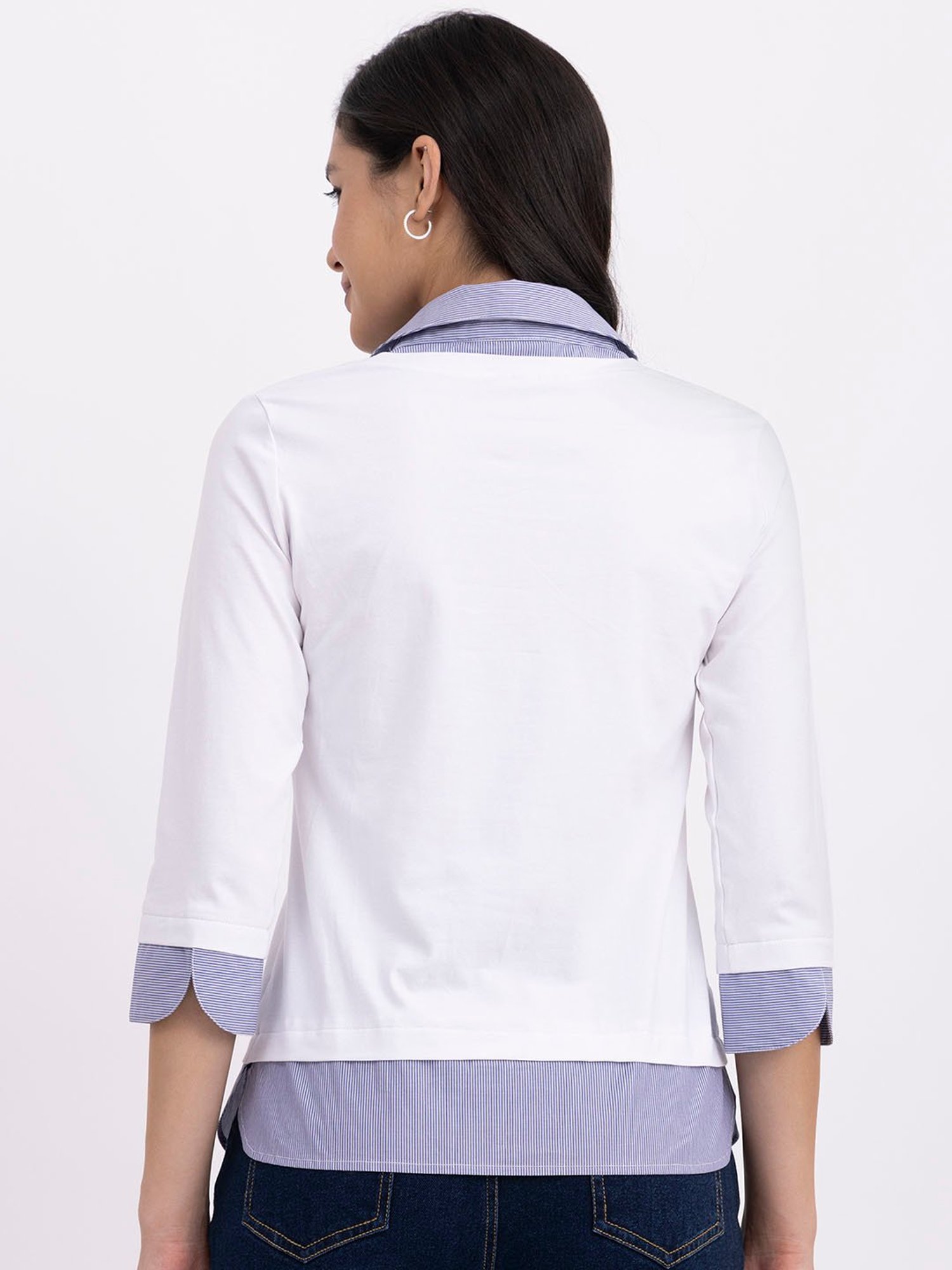 Fablestreet White Cotton Regular Fit Top