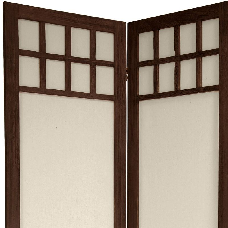 5 1/2 ft. Tall Window Pane Fabric Room Divider - Burnt Brown (3 Panels)