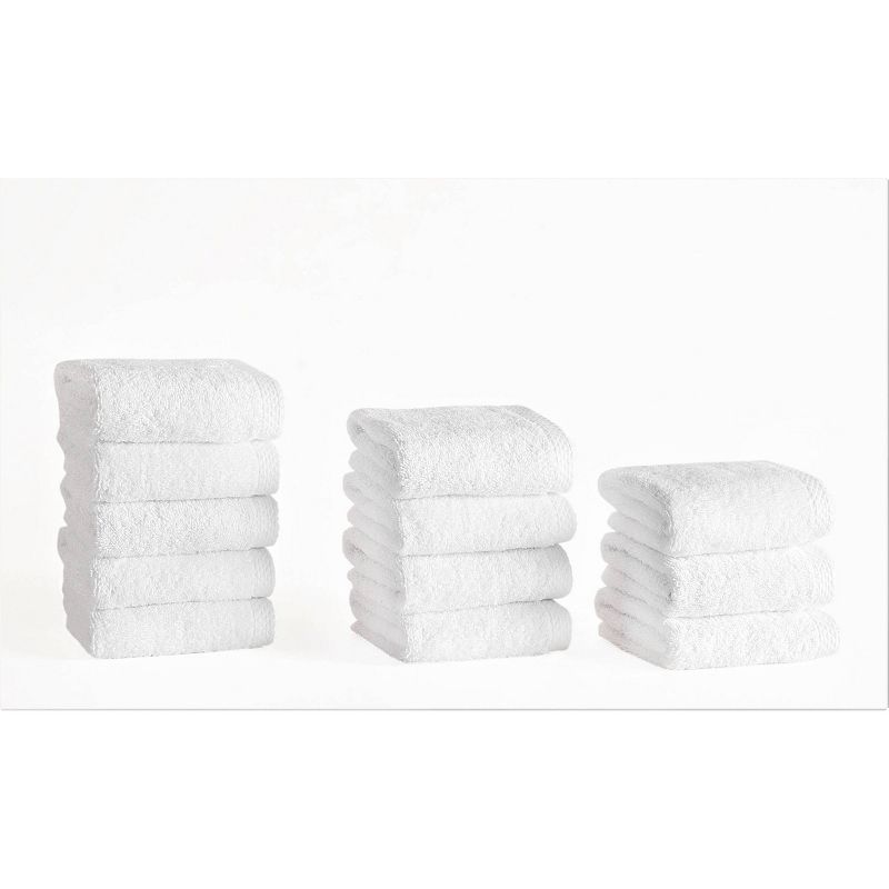12pc Hotel Collection Washcloth Set White - Makroteks