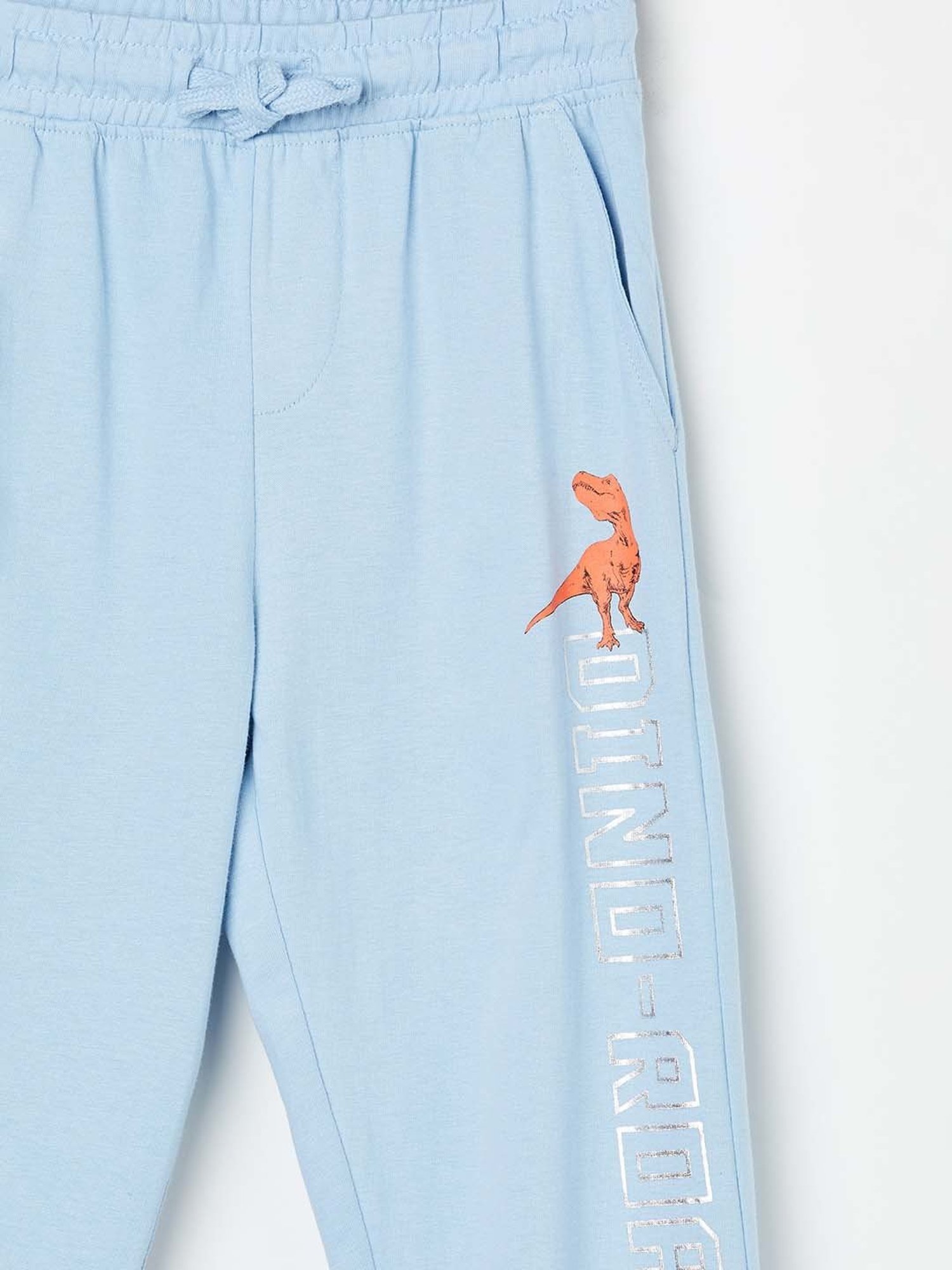 Fame Forever by Lifestyle Kids Powder Blue Cotton Printed Trackpants
