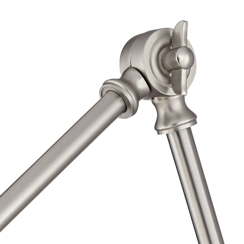 Possini Euro Design Modern Swing Arm Wall Lamp Brushed Nickel Plug-In Light Fixture Organza Drum Double Shade for Bedroom Bedside