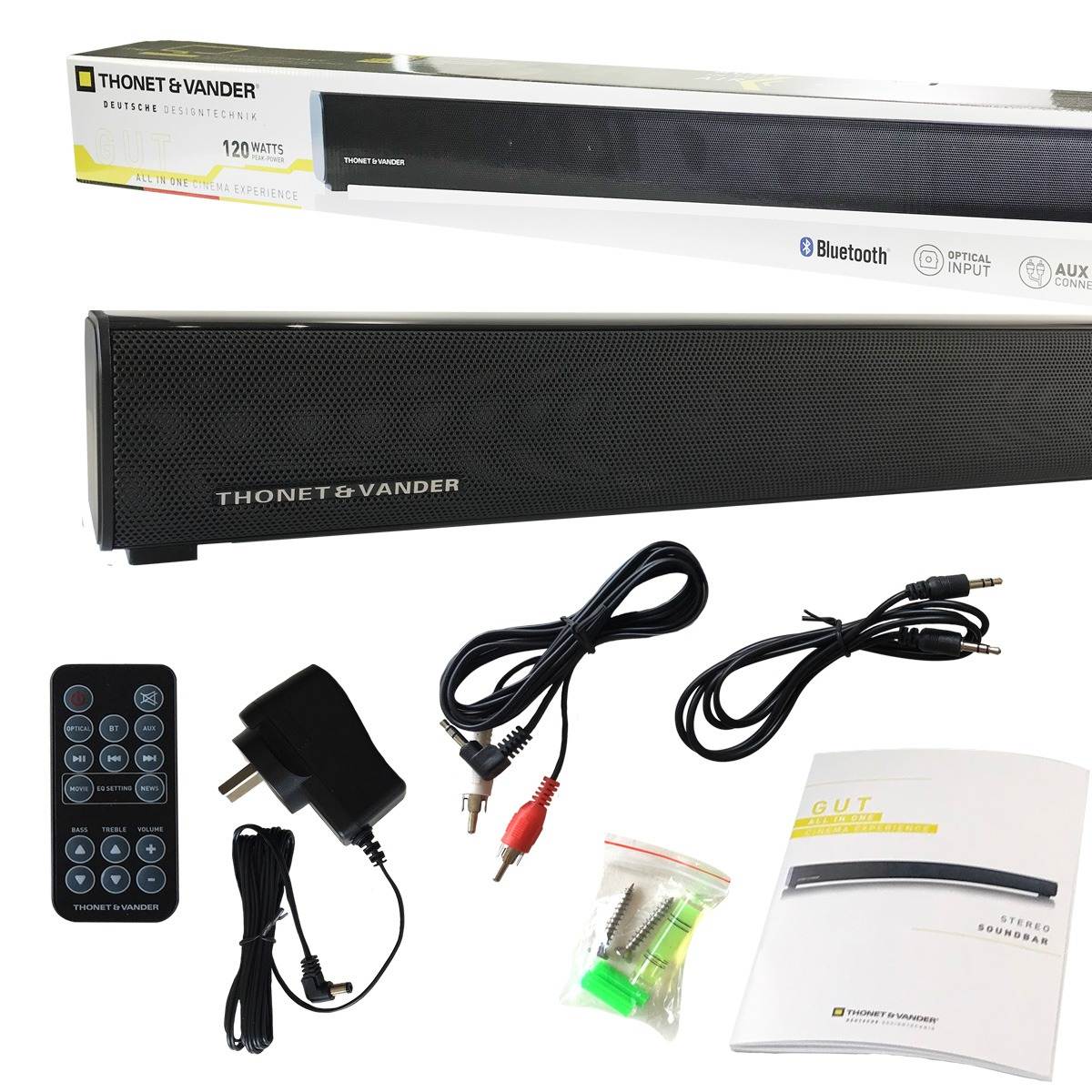 Thonet and Vander GUT Sound Bar Bluetooth 120W Peak Power Speaker System for Home Theater